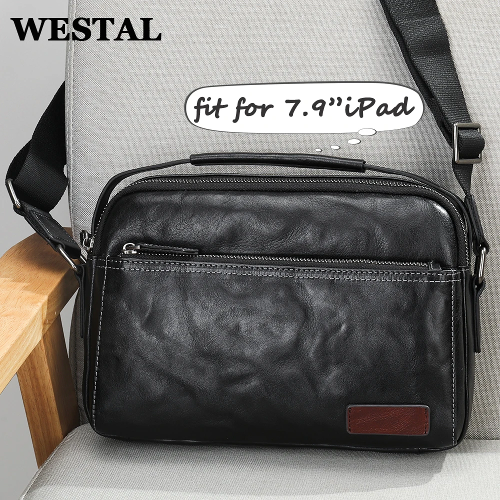 WESTAL New In Men's Messenger Bag Man Shoulder Sling Bag Male Crossbody Messenger Bag Genuine Leather Designer Satchels Handbags