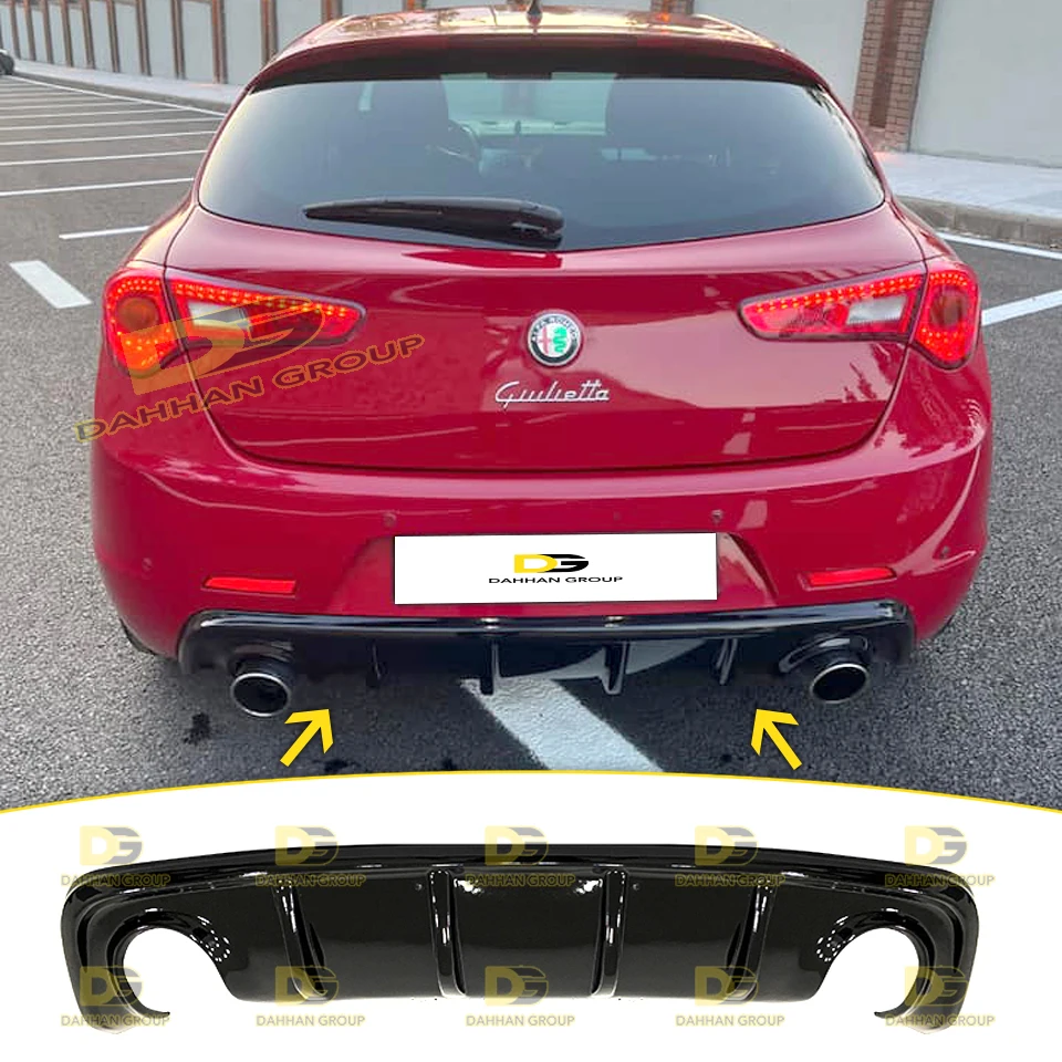 Alfa Romeo Giulietta 2010 - 2020 Diffusore Posteriore Spoiler Ala Lip L + R Scarico Pianoforte Gloss Superficie Nera Quadrifoglio Di Plastica