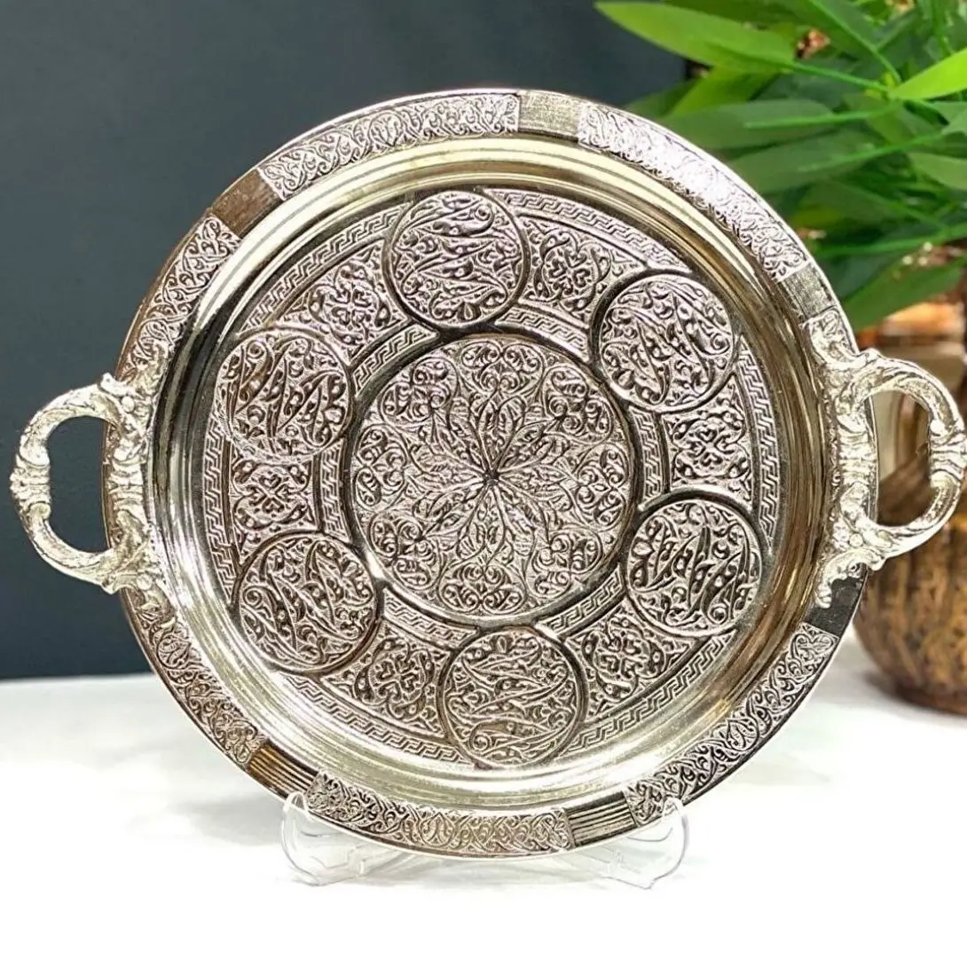 Authentic Patterned Thick Copper Trays Hand Made 30-38 cm Diameter Household Kitchenware Household Storage Gift Tray