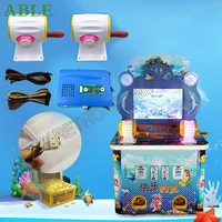 2 players arcade fishing simulator game machine parts kit with fishing joystick catcher button and motherboard with wires cable