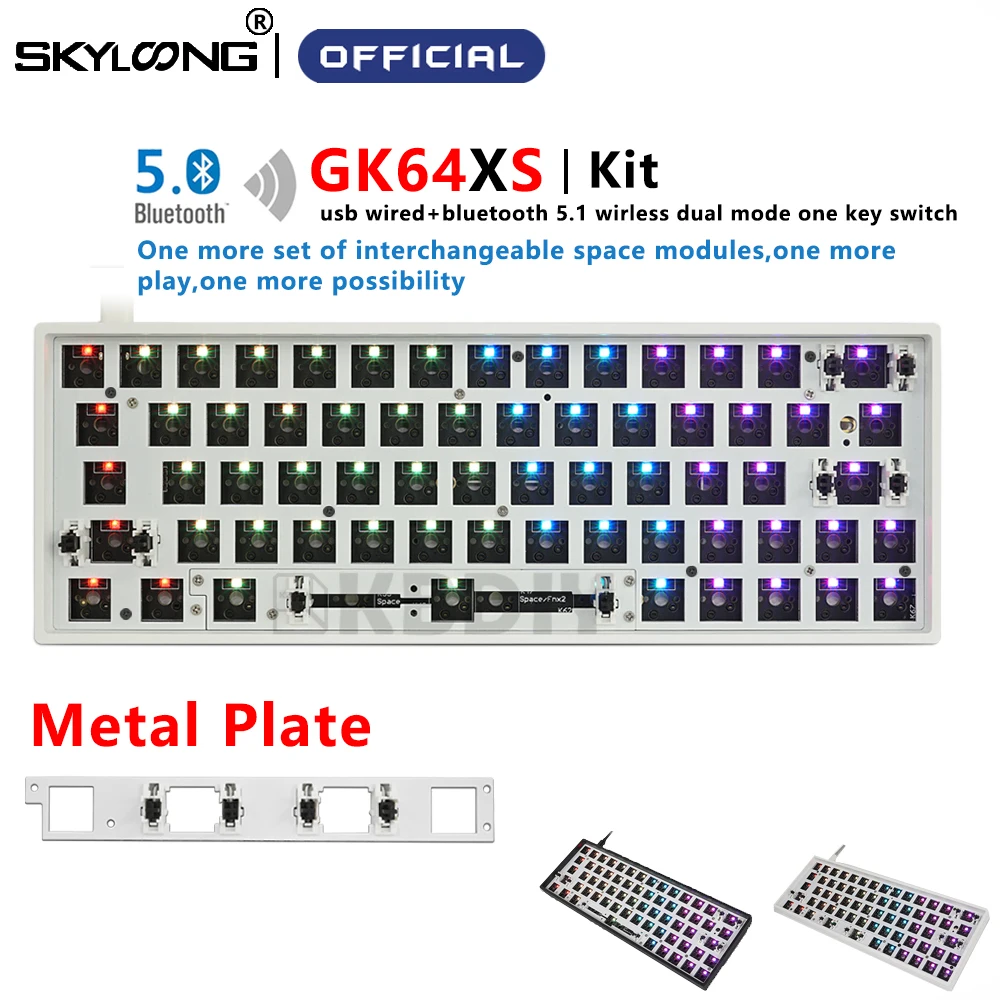 SKYLOONG GK64 GK64XS GK64X 64 Keys Hot Swappable Mechanical Keyboard Custom DIY Kit Split Spacebar RGB Backlit IP6X Win/Mac SK64