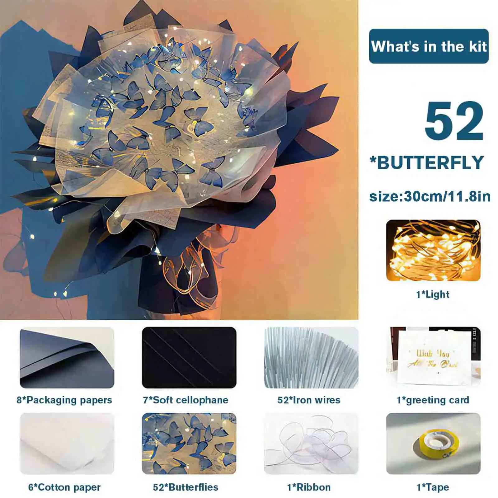 Создавайте букеты из бабочек с помощью набора Blue Fairy DIY 33 предметов