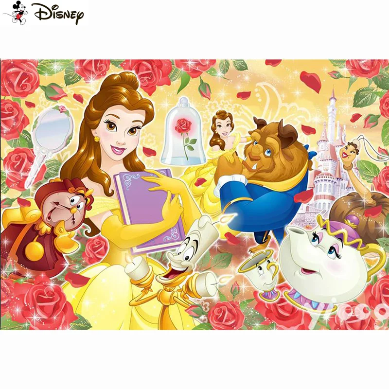

Алмазная живопись Disney «мультяшная принцесса», полное квадратное/Круглое украшение для стен, инкрустированная смолой, вышивка, ручная вышив...