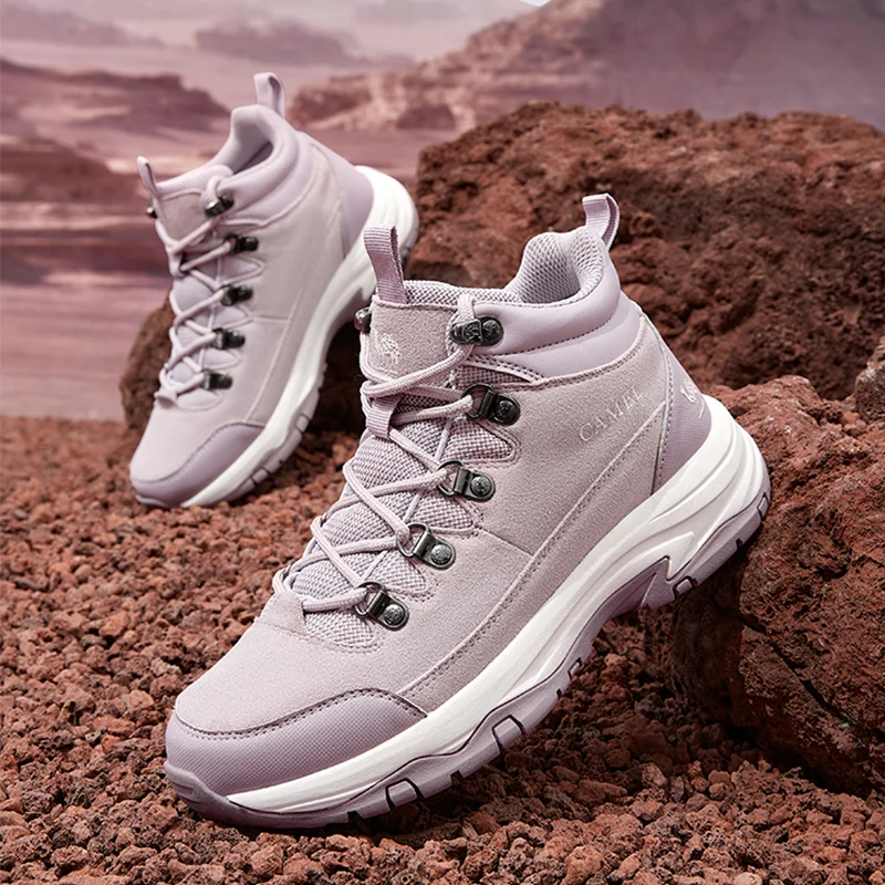 Goldencamel High Top Women Hiking Waterproof Trekking Boots Mountain Climbing Shoes Sports Rubber Sole Nubuck Men Couple