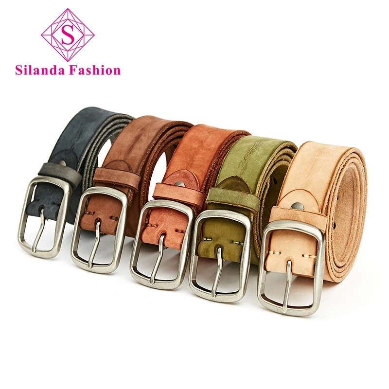 

Silanda Fashion Men's First Layer Cowhide Solid Alloy Pin Buckle Belts Nice Women's Genuine Leather Leisure Casual Waist Band
