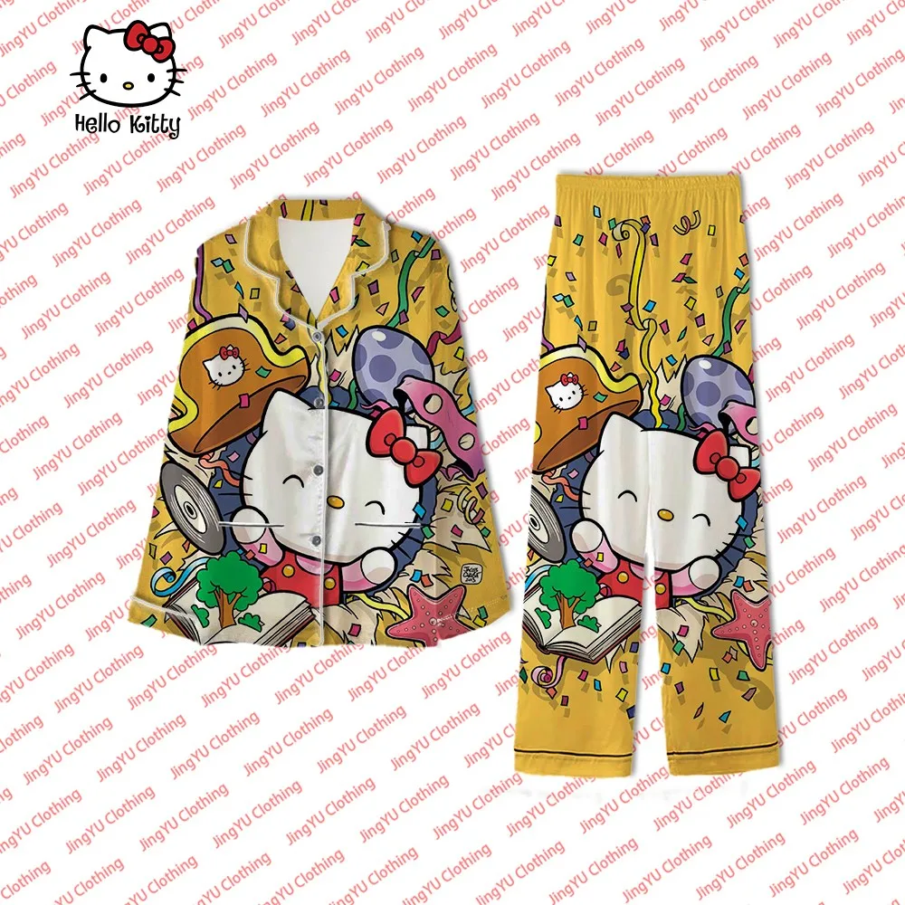 

Хэллоуин Sanrio пижама из двух частей для женщин Весна и осень Домашняя одежда с длинными рукавами для женщин Простые Свободные повседневные Костюмы
