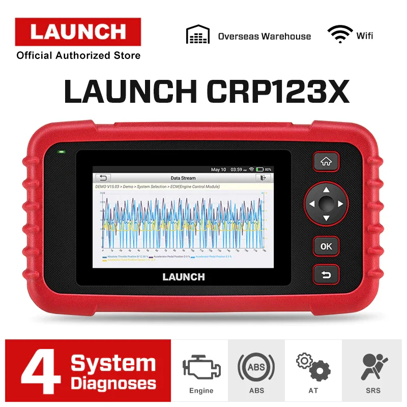Original LAUNCH CRP123X 4 System Automotive Code Reader for Engine Transmission ABS SRS Diagnostics with AutoVIN Service
