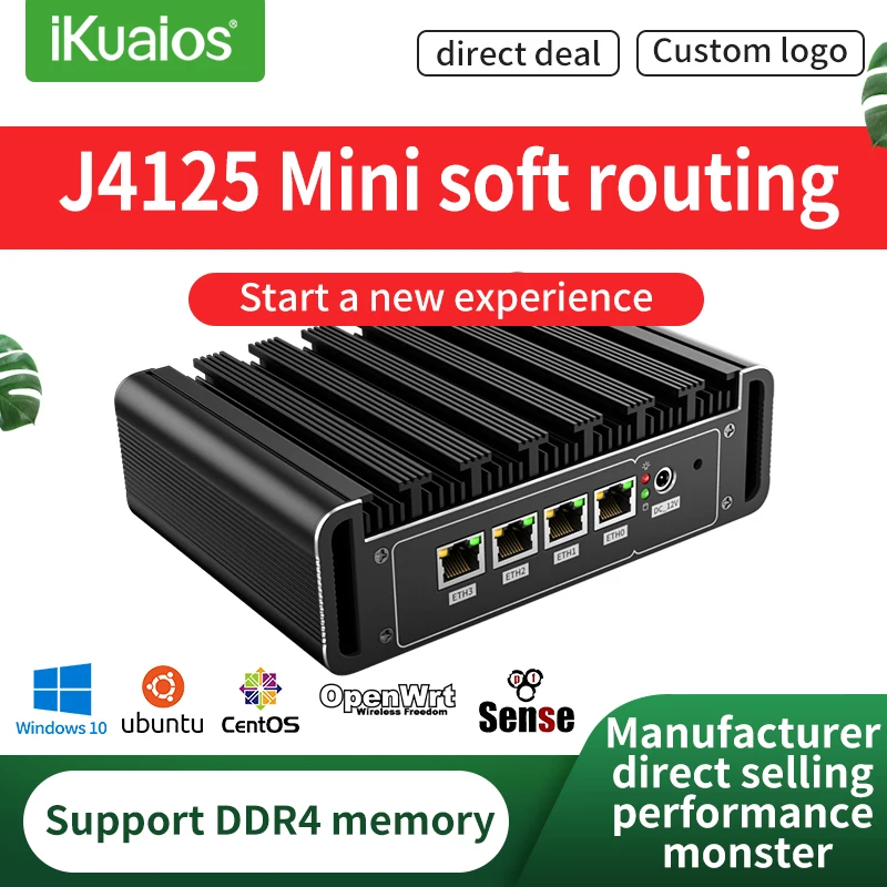 Промышленный компьютер мини-ПК без вентилятора intel celeron j4125 j1900 windows 10 Linux Ubuntu desktop