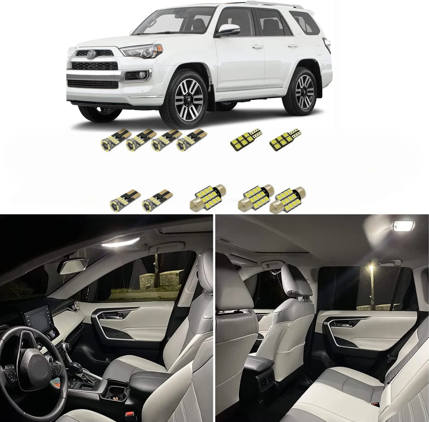 

11Pcs Car LED Interior Light Kit for Toyota 4Runner 5th Gen 2010~2023 Canbus Dome Map Trunk 4 Runner 2011 Lamp Led Bulbs 2020