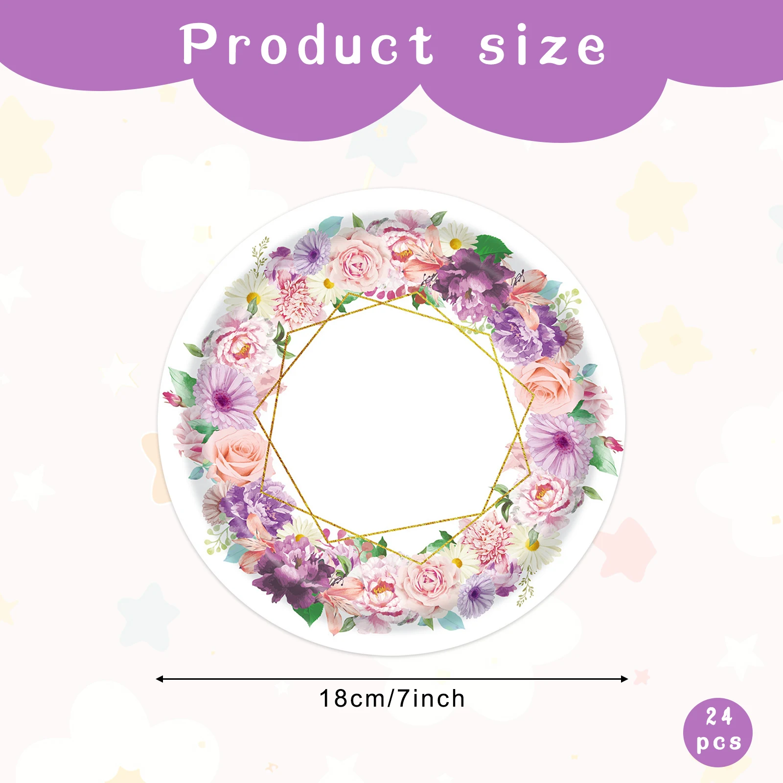 24 шт. бумажные тарелки с изображением весенних цветов 7 дюймов