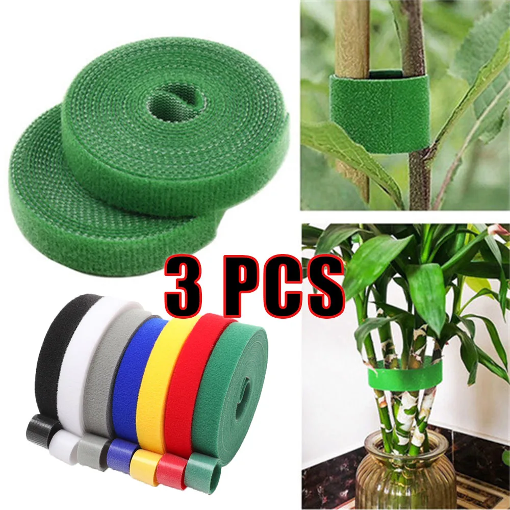 

3Pcs Plant Bandage Ties Adjustable Plant Support Reusable Fastener Tape Hook Loop Bamboo Cane Wrap Support Accessorie For Garden