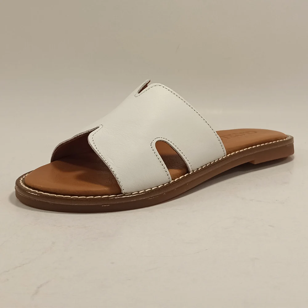 

Women White Slippers Spring Summer Fashion Flat Flip Flops Lightweight Comfortable Sandals Real Genuine Leather Soft Sole Shoes