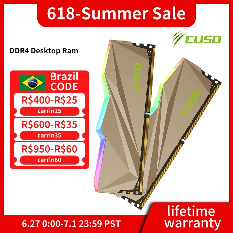 Memória do Jogo do Desktop do Dimm da Memória do Rgb da Série do Dente de Sabre da Memória do Ram 8gbx2 3200mhz 3600mhz de Cuso Ddr4