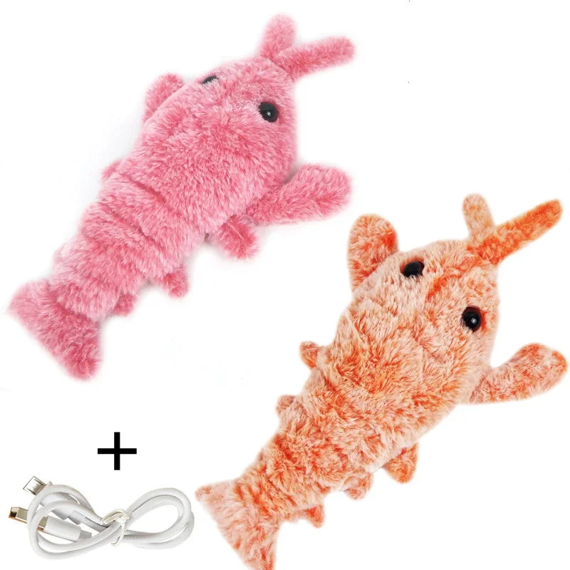 1Pcs Electric Jumping Cat toy Shrimp Moving Simulation Lobster Electronic Plush Toys For Pet dog cat Children Stuffed Animal toy images - 6