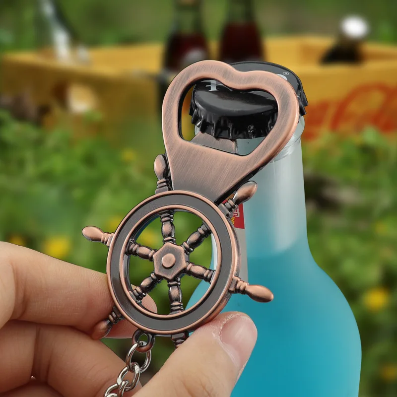 

Creative Retro Helm Rudder Beer Bottle Opener Keychain Gift for Men