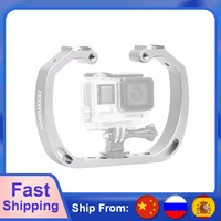 handheld action camera holder double arm tray support stabilizer holder cage for gopro accesorios selfie monopod mount