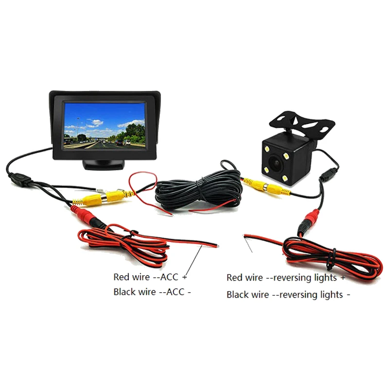 4.3" 5" TFT LCD Car Color Display Monitor Rear View Camera Wide Degree Waterproof Night Vision Reversing Backup 2In1 Parking Rev |