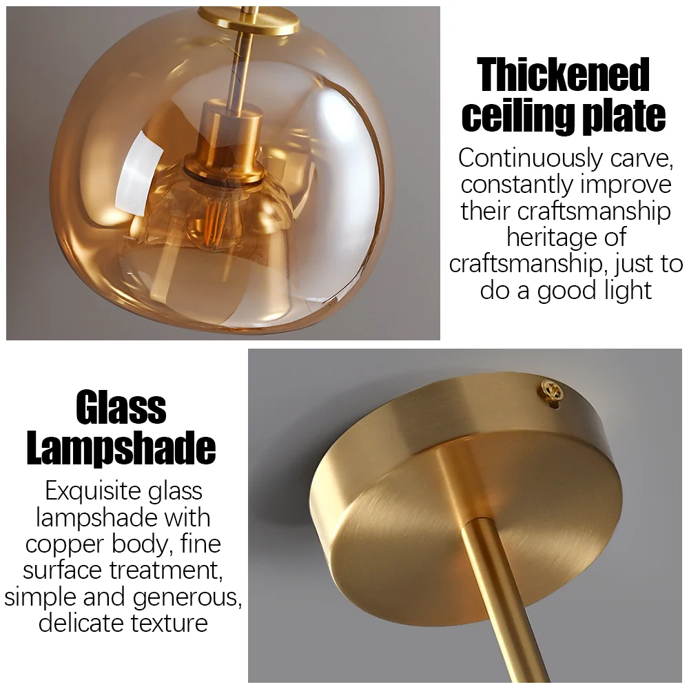 Современный потолочный светильник в скандинавском стиле из коньячного стекла