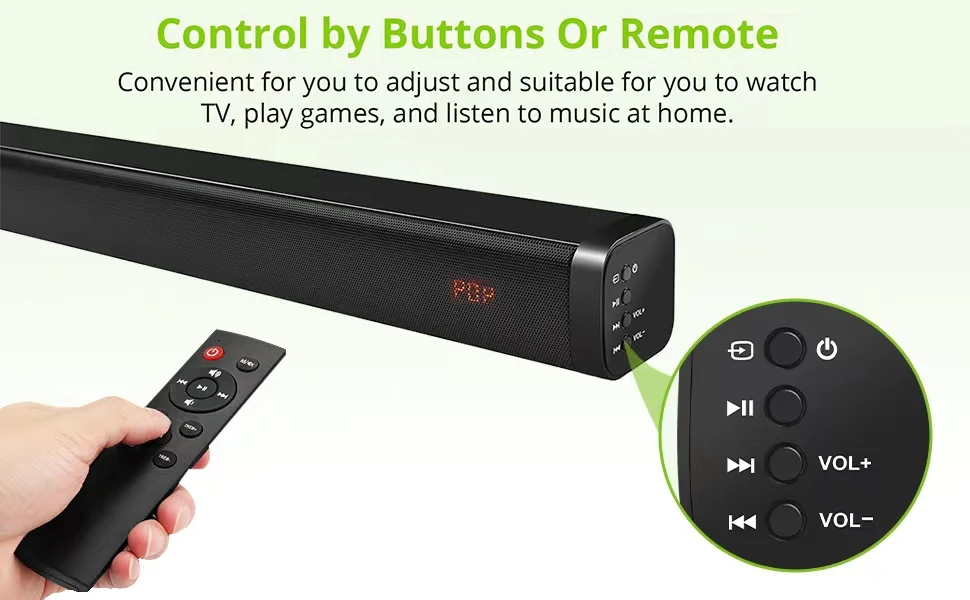 Звуковая колонка Sounderlink Bluetooth 100 Вт совместимая с HDMI, 37 дюймов для крепления на стену, 3D стереозвук для домашнего кинотеатра.