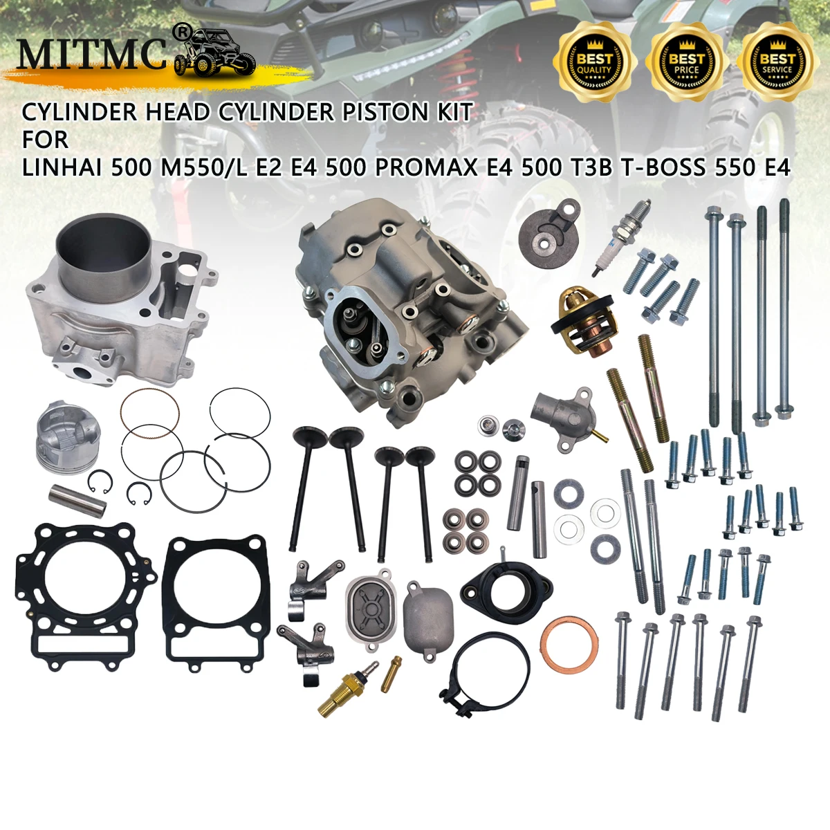 

Комплект поршня головки блока цилиндров для Linhai 500 E2 E4 500 PROMAX E4 500 T3b M550 E2 E4 M550L E2 E4 T-BOSS 550 E4 35096 35119