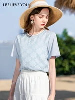 i believe you summer woman tshirts 2022 chiffon patchwork short sleeves oneck tops gentle chic slim fit t shirt women 2222014448