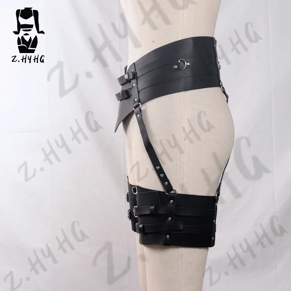 Sexy Gothic Leather Harness Garter Belt Bdsm Body Bondage Cage Punk Lingerie Women Leg Suspenders Straps Thigh Stockings Female