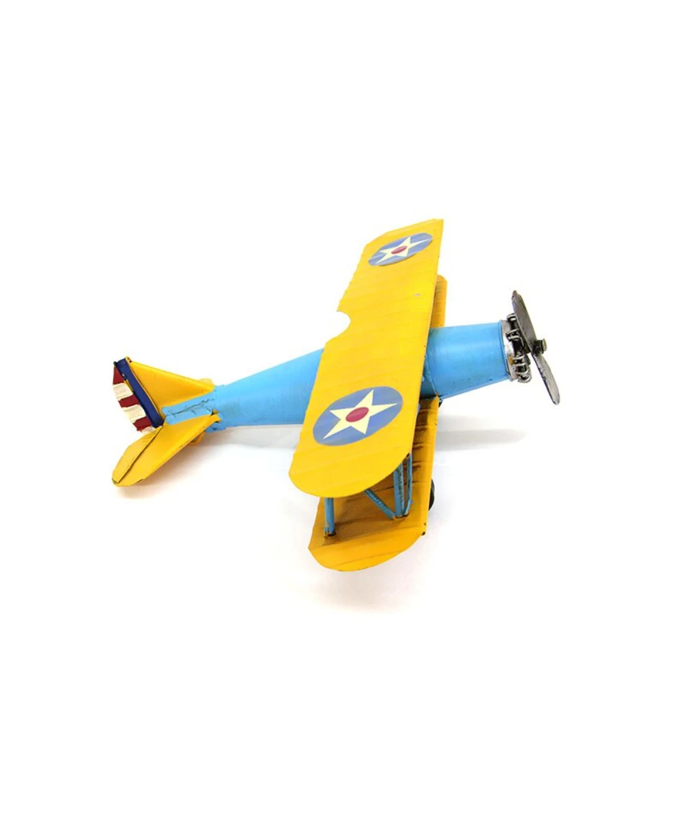 Декоративный Металлический самолёт Biplane желтый безделушка миниатюрный подарок