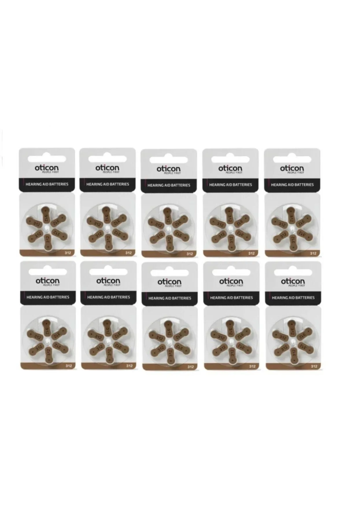 Oticon Hearing Aid Headphone Battery No:312 (10x6 set = 60 PCs)