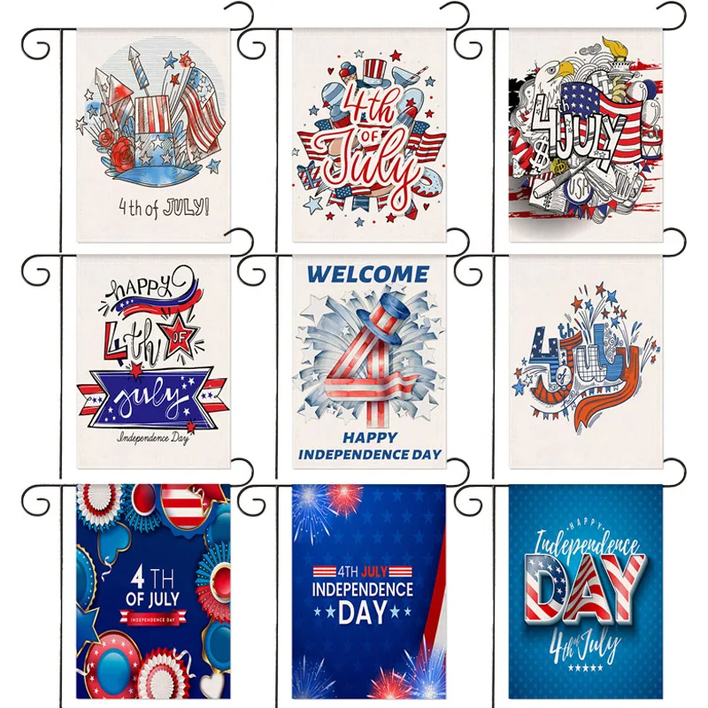 

Cartoon Independence Day USA 4th Of July Memorial Day Garden Flag Double Sided For Holiday Outdoor Yard Decorative Flag