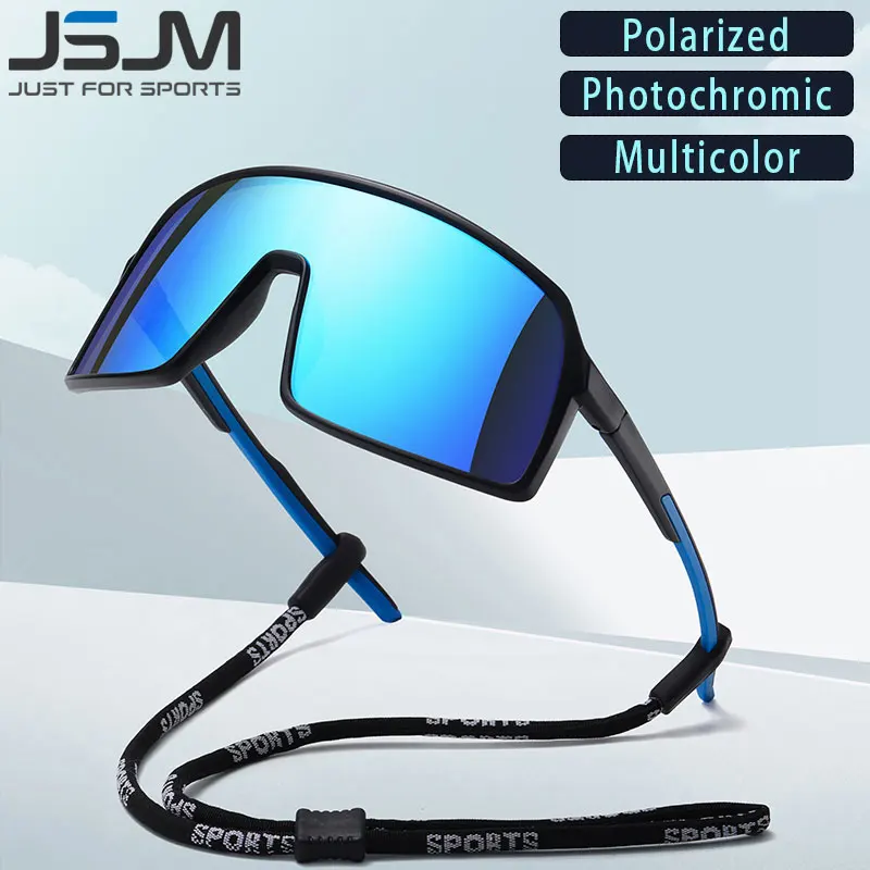 JSJM yüksek kaliteli büyük çerçeve polarize fotokromik bisiklet güneş gözlüğü açık spor balıkçılık sürüş güneş gözlüğü erkekler kadınlar için