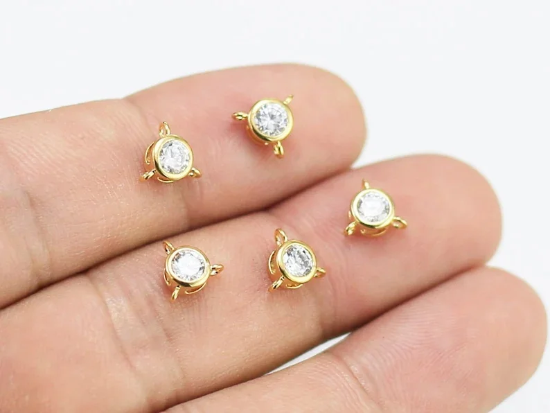 Круглые бриллиантовые подвески для сережек, 6 шт., соединитель с тремя звеньями, 7 мм, изготовление ювелирных изделий G152