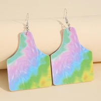 new fashion vintage drop earrings for women bottle shaped colorful wave tie dye leather earring female wedding party jewelry