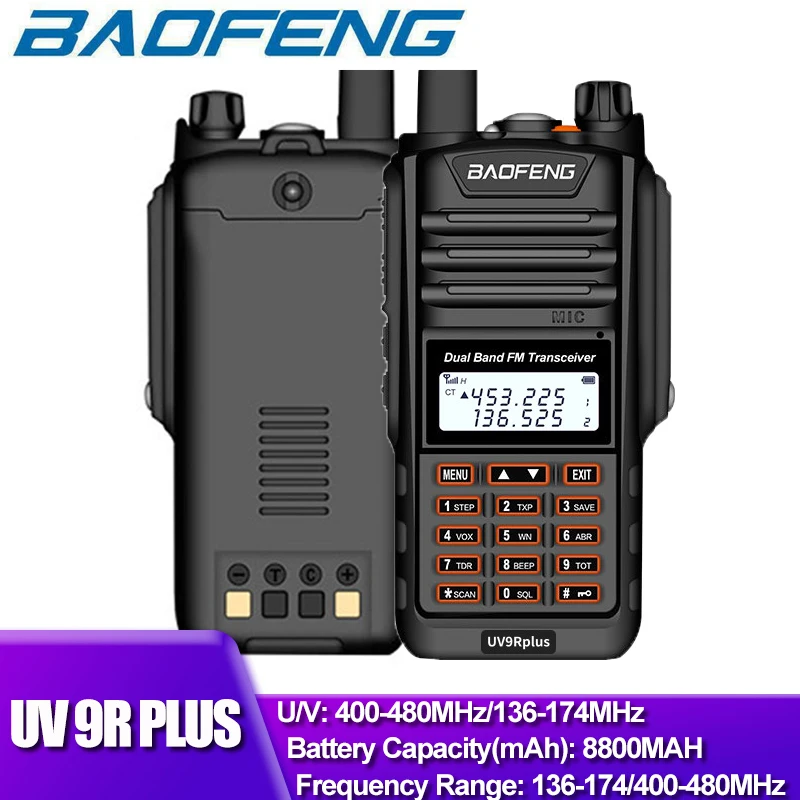 

Портативная рация BaoFeng UV-9R Plus, высокая мощность IP68, водонепроницаемое переговорное устройство, дальность действия 30-50 км, двусторонняя радиосвязь