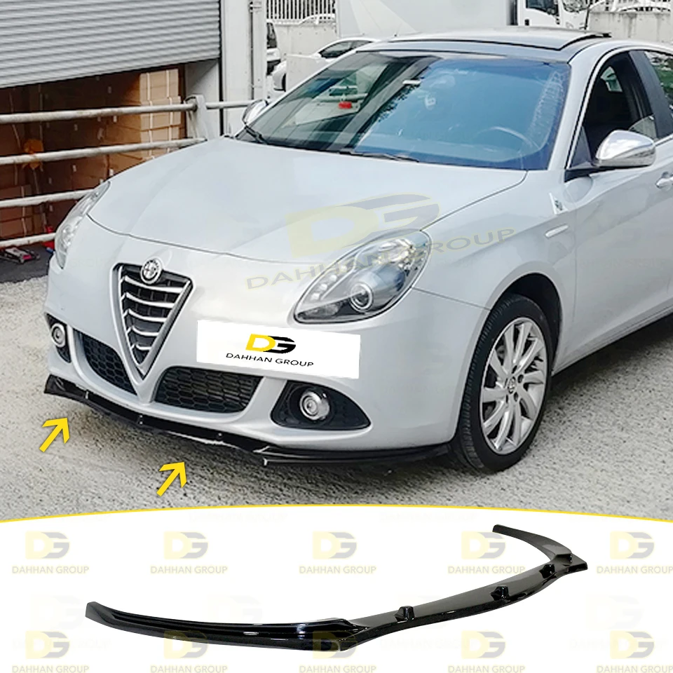 Alfa Romeo Giulietta 2010 - 2016 Front Splitter Lip Spoiler Wing Blade Extension Piano Gloss Black Surface Plastic Alfa Kit