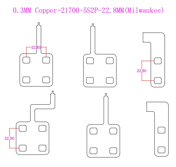 10 комплектов 5S2P, никелированные медные пластиныконнекторы для 10 элементов аккумулятора, медная шина для аккумуляторных блоков 21700 с расстоянием между контактами 22,8 мм (art.: 3920dc265f7f2) - 3920dc265f7f2
