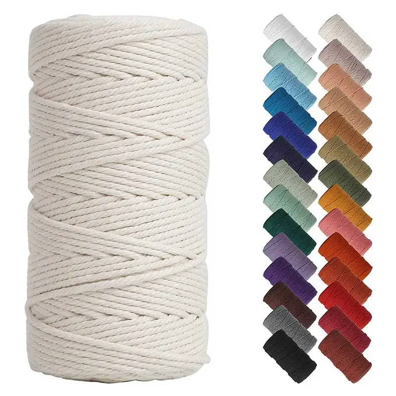 

3mm x 100m Macrame Cord Cotton Colored Macrame Rope Yarn for DIY Crafts Wall Hangings Plant Hangers Macrame Accessories