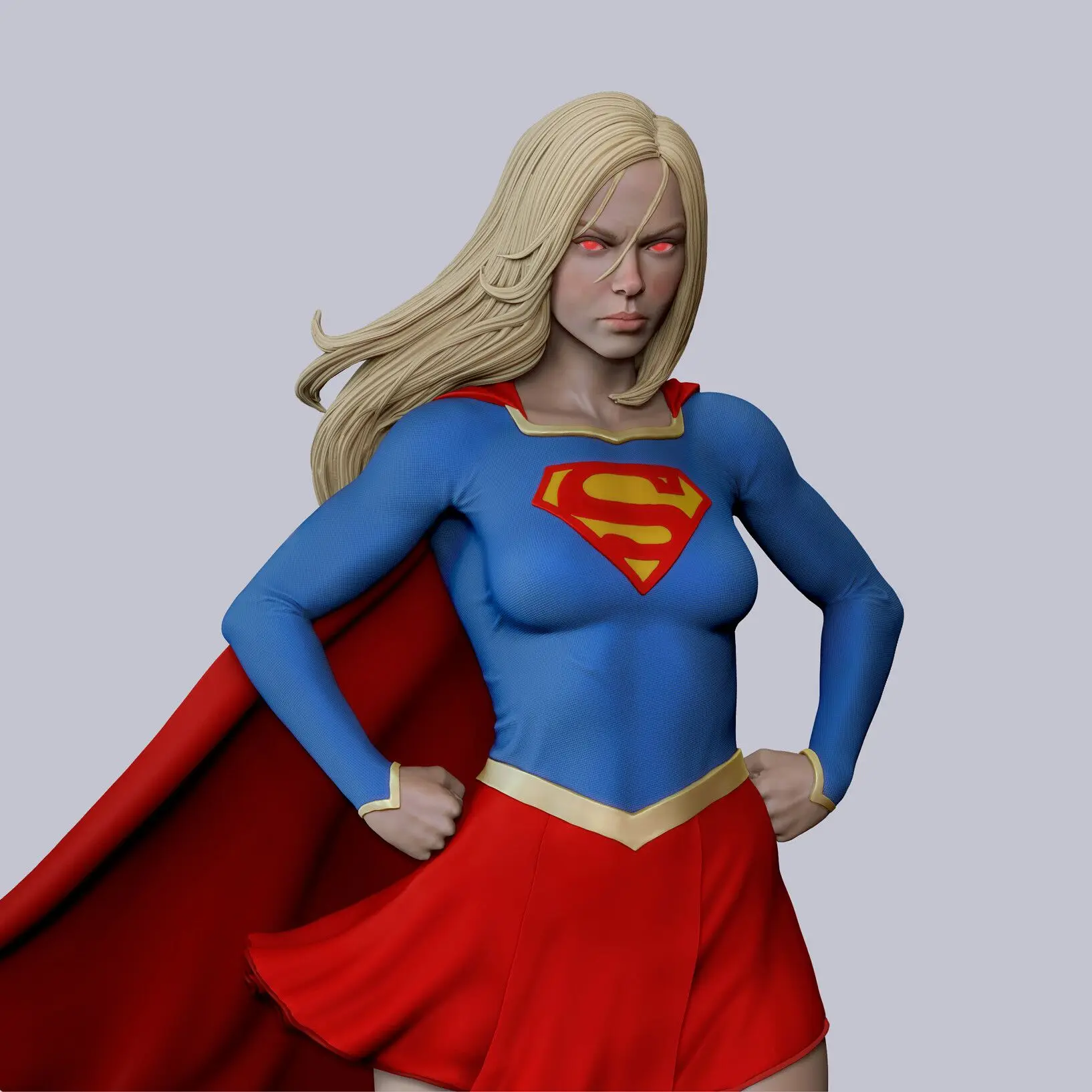 Супергерл DC 3д печать серого цвета разобранная и неокрашенная размер 75мм.