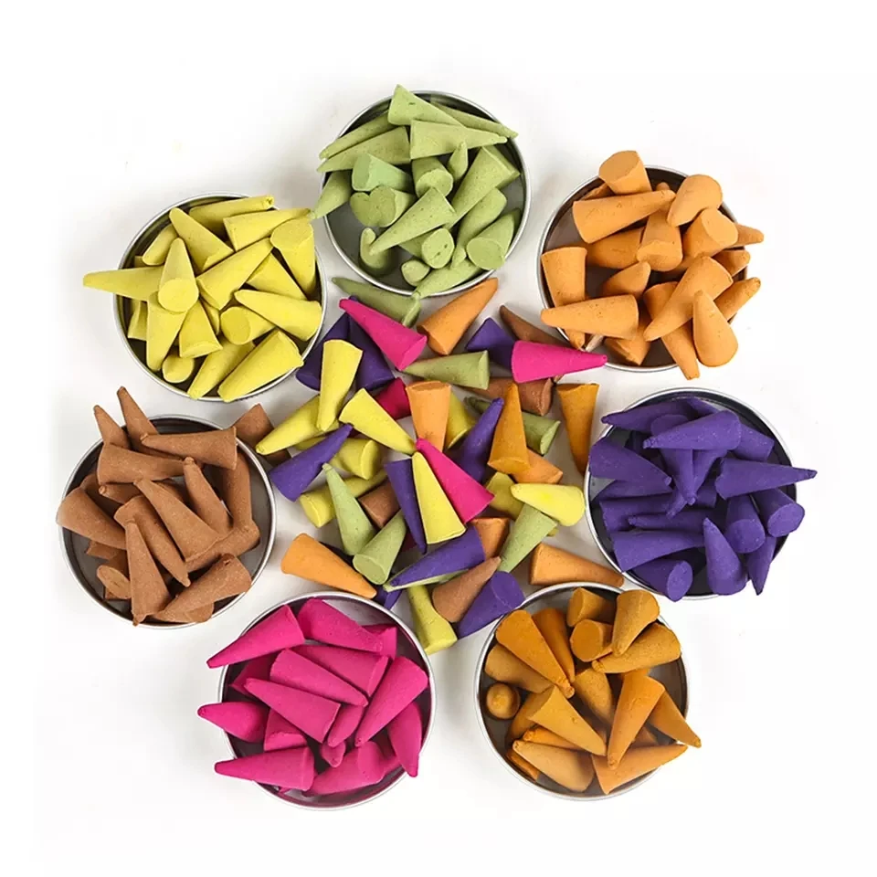 130 г, конусы для благовоний, 8 смешанных ароматов, лаванда из сандалового дерева; Жасмин, конусные благовония