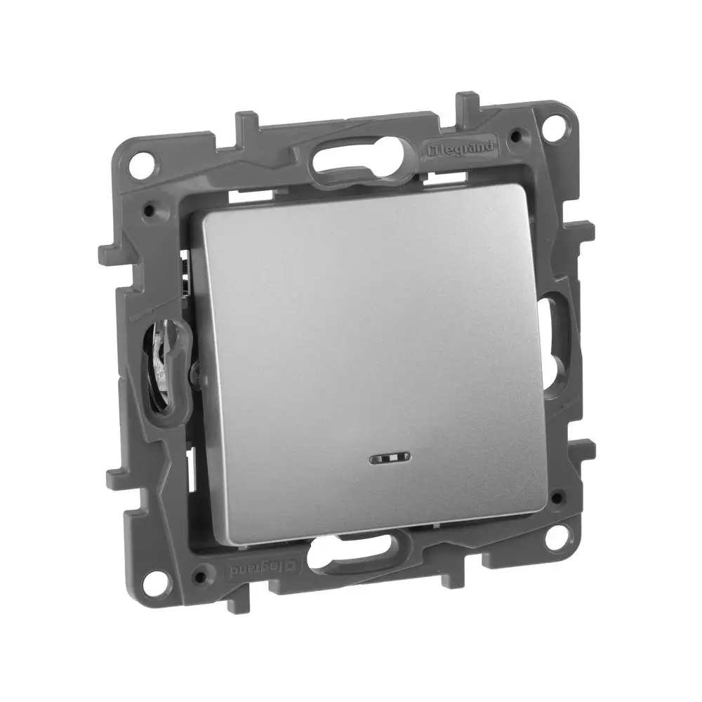 Legrand Etika Алюминий Выключатель 1-клавишный с подсветкой/индикацией автоматические