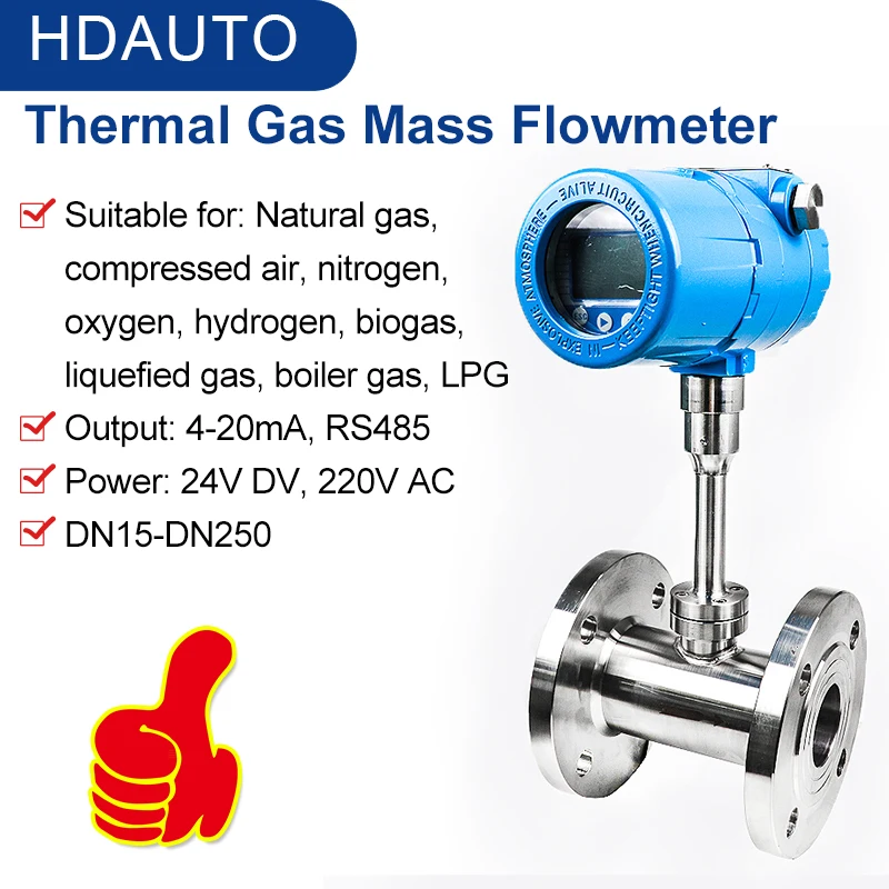 

G1 DN25 High Precision Thermal Gas Mass Flow Meter RS485 Pipeline Compressed Air Oxygen Nitrogen Natural Gas Metering