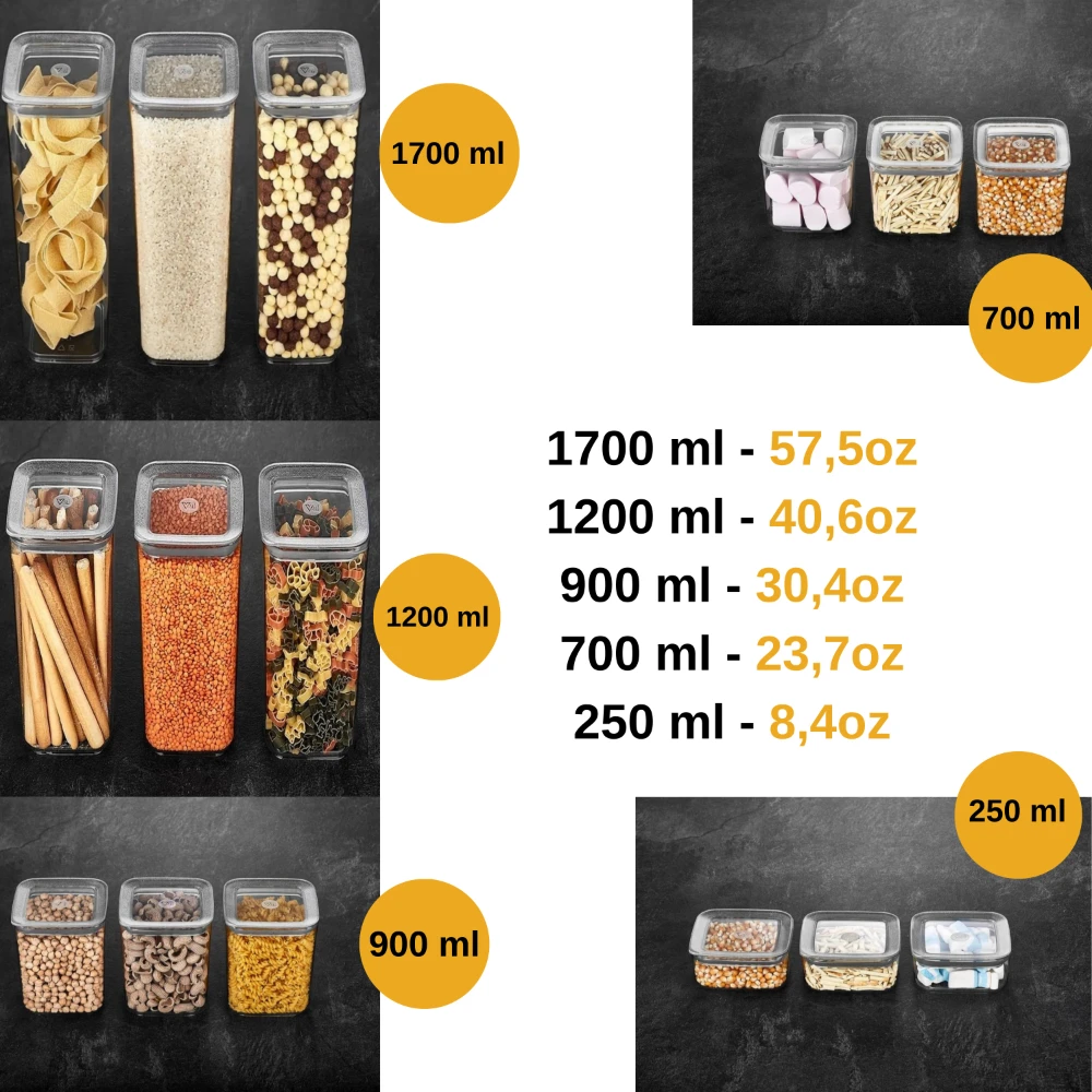 

SUDE Transparent Storage Container Set Food Box Jar Kitchen Organizer Modern Acrylic Silicone Vacuum Lid Airtight