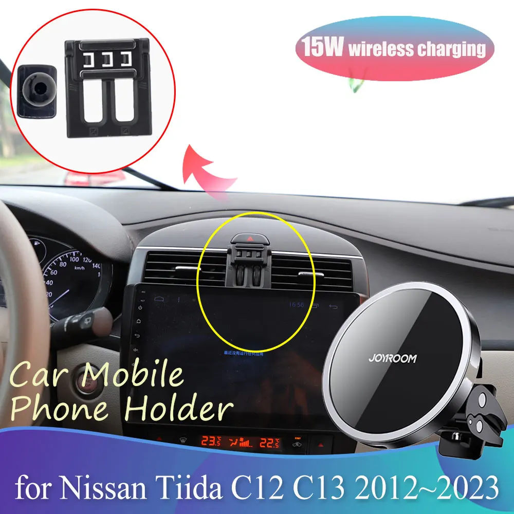

Автомобильный держатель для Nissan Tiida J C12 C13 Pulsar 2012 ~ 2023, 2013 2014 2015 2016 2017 2018 2019 2020 2021 2022 магнитный зажим, поддержка беспроводной зарядки, аксессуары...
