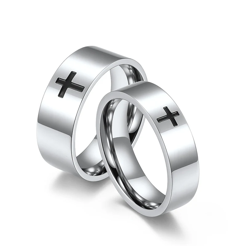 

Trendy Stainless Steel Ring For Women Simple Cross Couple Rings For Men Engagement Wedding Ring Gift Fashion Jewelry