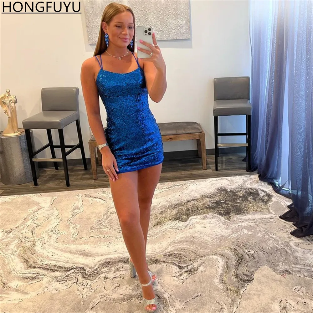HONGFUYU короткие синие платья для коктейльной вечеринки без рукавов женское платье