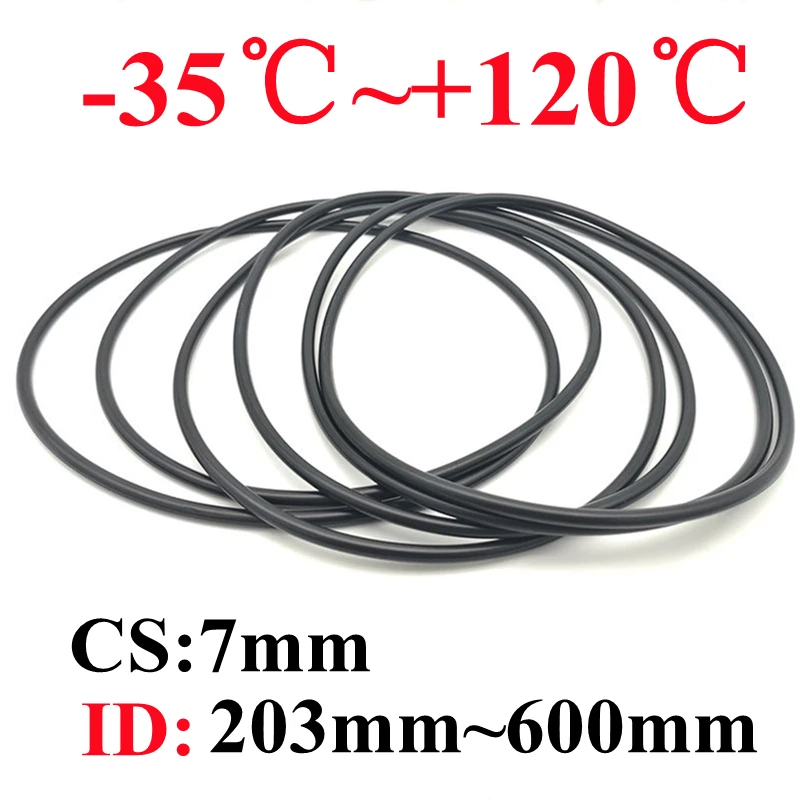 

2pcs Black O Ring Gaskets CS 7mm ID 400mm ~ 600mm NBR Automobile Nitrile Rubber Round O Type Corrosion Oil Resistant Seal Washer