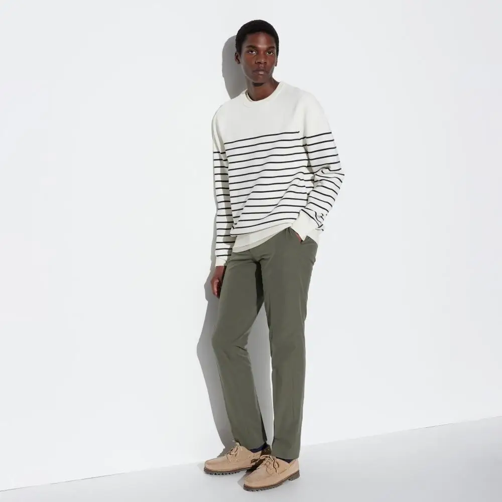 Брюки UNIQLO admiration из 2-х полосного эластичного хлопка длиной до колен 85 см