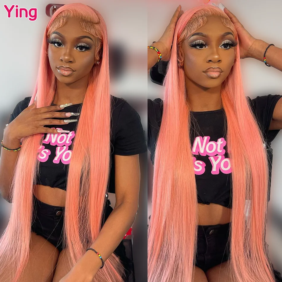 

Ying Hair Pink Orange Color Bone Straight 13x4 Lace Front Human Hair Wigs Remy 613 Blonde 12A 13x6 Lace Frontal Wig Pre Plucked