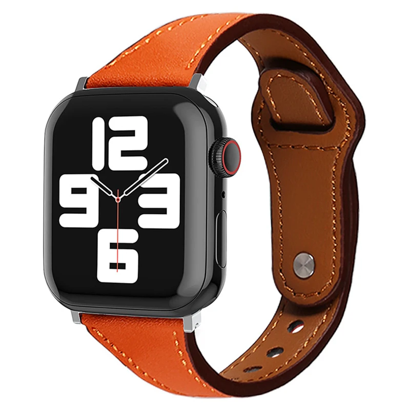 Ремешок кожаный для Apple Watch спортивный браслет наручных часов Series 7 6 SE 5 4 3 iWatch 45 мм