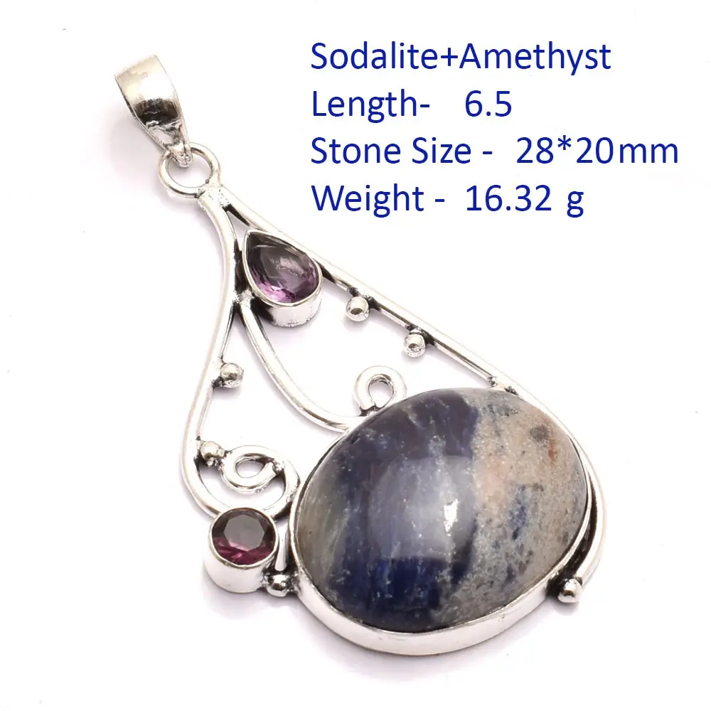 

Genuine Amazonite Agate Amethyst Opal Ruby Zoisite Citrine Turquoise Sodalite Pendant Sillver Overlay over Copper