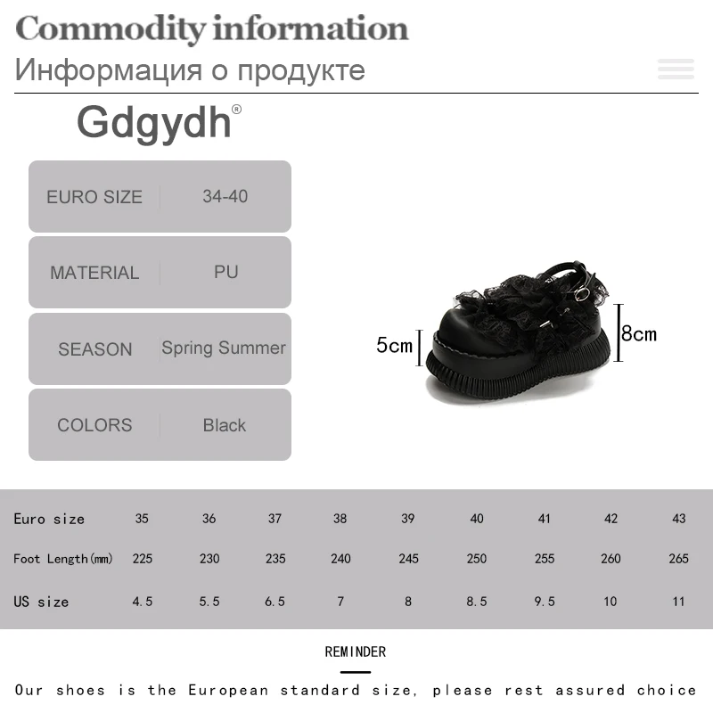 Gdgydh Womens Platform Mary Jane Fashion Lace Y2K Style Buckle Strap Versatile Lolita Shoes For Women Thick Bottom Cute Comfort